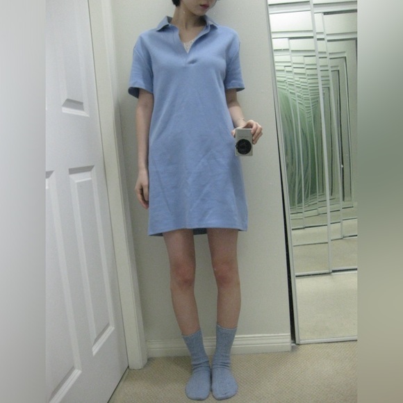 ZARA Blue Ribbed Polo Bodycon Mini Dress - Picture 4 of 11